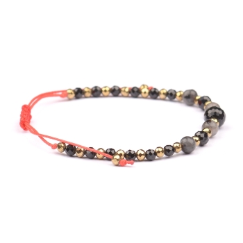 Bransoletka czarny TURMALIN LABRADORYT HEMATYT ochrona inspiracja